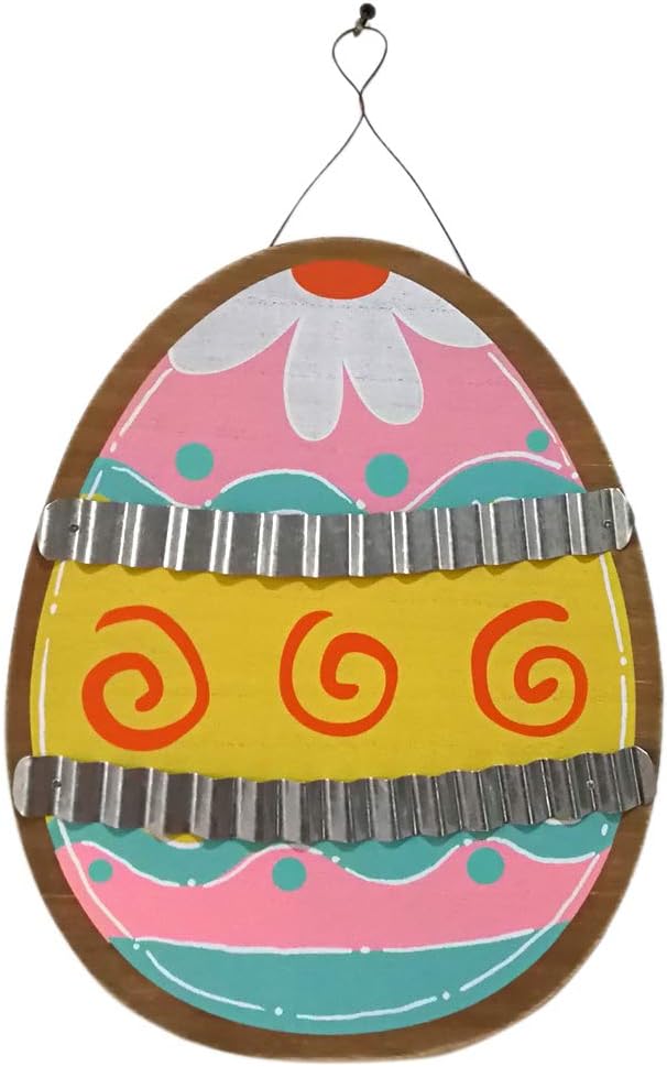 UEXCN Ostereier-Dekorationen, hölzerne Wellpappe zum Aufhängen, Tafel