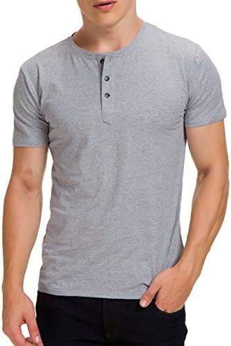 Men's Casual Slim Fit Short Sleeve Henley T-Shirts Cotton Shirts