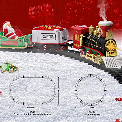 Hot Bee Electric Toy Train Set, BatteryPowered Train Toys Set W/ Smoke
