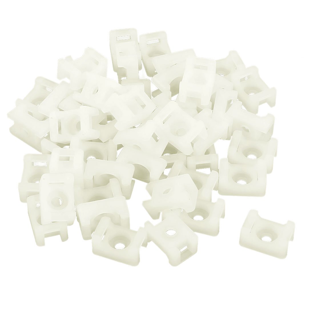 Sourcingmap Plastic Screw Mounts Saddles Bases Cable Tie Cradle Holder 50pcs White