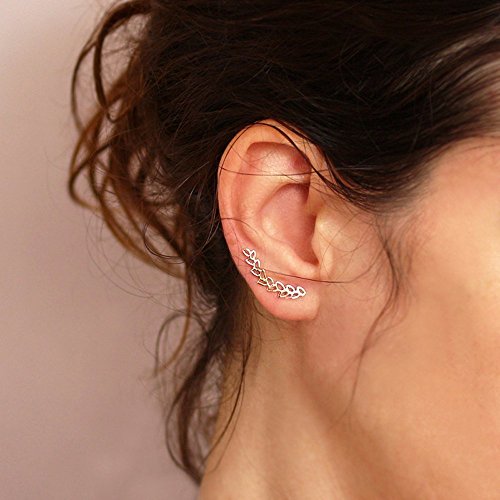 Handmade Leaves Ear cuff , PAIR of Sterling silver Ear Climber