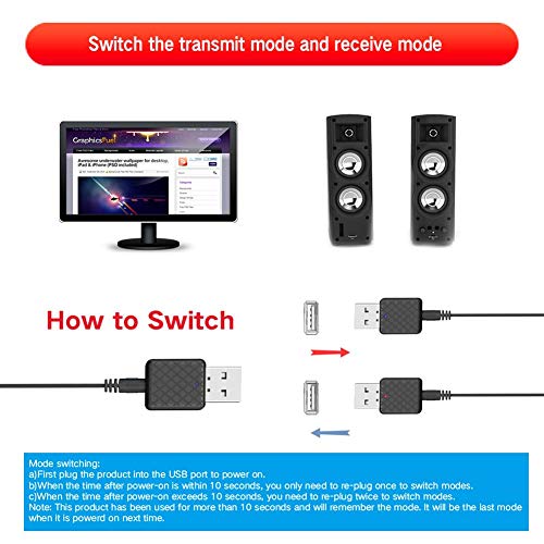 Audio Transmitter Receiver Adapter USB 2 in 1 5.0 Bluetooth Music AUX Receiver Adapter Black Wireless Car Launch