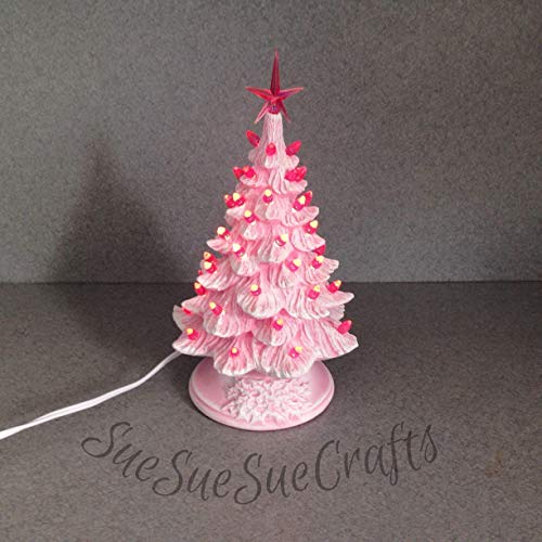 Amazon Com Ceramic Christmas Tree Pink 11 Inches Tall Handmade