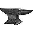 Easmvetaln 66Lbs Cast Steel Single Horn Anvil - High Hardness Round Horn With Large Countertop and Stable Base - Blacksmith Metalsmith Tool for Bending and Shaping, Black