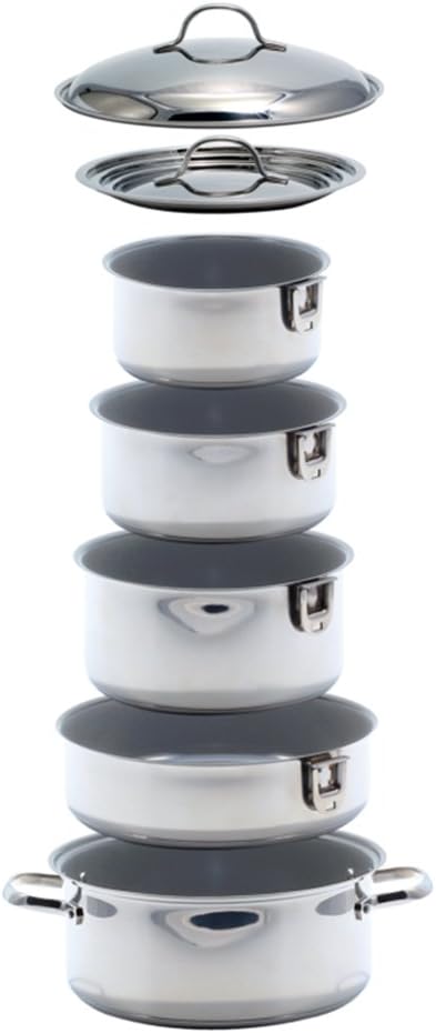 Kuuma 10-Piece Ceramic Nesting Cookware Set - Stainless Steel w/Non-Stick Coating - Induction Compatible - Oven Safe (57039)