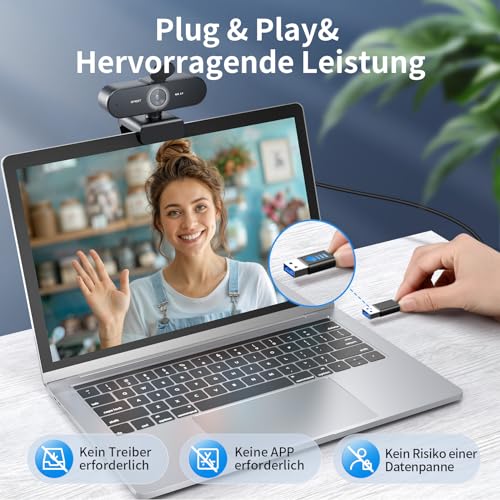 EMEET Nova 4K Webcam 4K Webcam with 2 Noise Cancelling Microphones, Ultra HD Webcam with 73° Wide Angle and Lens Cover, PDAF Autofocus, Web Cam for Mac, Laptop, Zoom, Teams