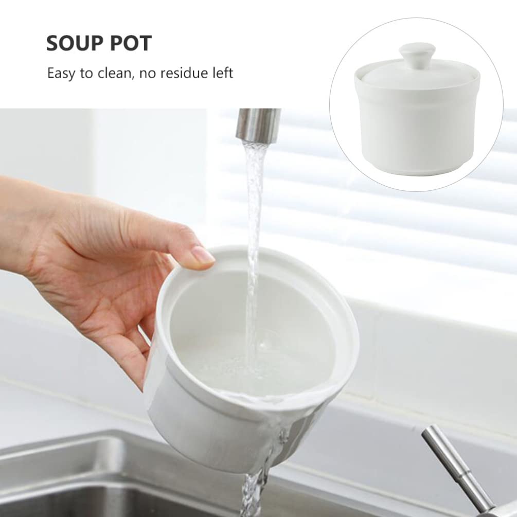 Ceramic Stew Pot with Lid Steam Soup Bowl Steaming Cup Stockpot Cooking Earthen Casserole Pot for Home Kitchen Egg Custard Medicinal Birds Nest 580ml