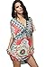 Wander Agio Womens Lace Short Sleeves Princess Dress Printing Beach Cover-up Red,One Size