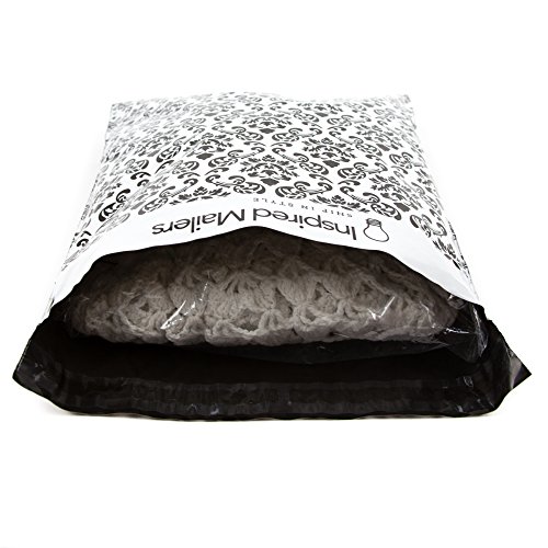 Inspired Mailers - Poly Mailers 10x13 - Damask Pattern (Black) - 100 Pack - 3.15mil Unpadded Shipping Bags