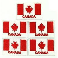 FLAG011X5 - Canada Flag Patch, Canadian Maple Leaf Patch, Embroidered Patches - Iron on Patches - Size 5 x 3 Cm. ( 5 Pcs / Pack )