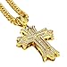 NYUK Mens Hip Hop 18k Real Gold Silver Plated Textured Pendant Necklace Cross Chain
