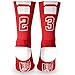 ChalkTalkSPORTS Custom Team Number Socks | Youth & Adult Athletic Performance Socks | Red | Choose Your Number