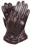 Men's Texting Touchscreen Winter Warm Sheepskin Leather Daily Dress Driving Gloves Wool/Cashmere Blend Cuff (9.5, Brown(Cashmere&Woo Blend Lining))