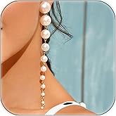 14K Gold Long Pearl Earrings for Women White Pearl Drop Dangle Earring Elegant Wedding Pearl Tassel Earrings for Bridal