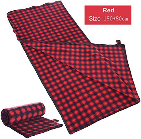 Microfiber Fleece Zippered Sleeping Bag, Travel Camping Sheet Sleeping Bag Liner, Envelope Sleep Sack Zippered Warm Roomy Liner Blanket with Carry Storage Bag (Red)