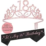 18th Birthday Gifts for Girl, 18th Birthday Tiara and Sash, Happy 18th Birthday Party Supplies, Itâ€™s My 18th Birthday Sash and Tiara Birthday Crown for 18th Birthday Party Supplies and Decorations