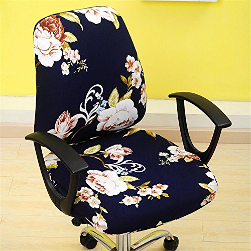 Jannyshop Slipcovers Cloth Chair Pads Removable Office Desk Cover Stretch Cushion Resilient Fabric Flowers