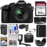 Panasonic Lumix DMC-FZ1000 4K QFHD Wi-Fi Digital Camera with 64GB Card + Case + LED Light + Microphone + Battery/Charger + 3 Filter Kit