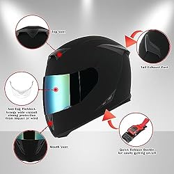 1STORM Motorcycle Full Face Helmet Skull King Matt