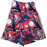 Flow Society Swoosh Blue & Red Attack Boys Shorts - Kids Athletic - Basketball - Baseball - Hockey - Football - Lacrosse