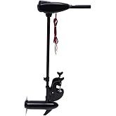 80lbs Thrust 8 Speed Electric Outboard Trolling Motor with Adjustable Handle, 720W 12V Electric Saltwater Trolling Motor with Battery Monitor for Inflatable Boats, Wooden Boats, Fishing Boats
