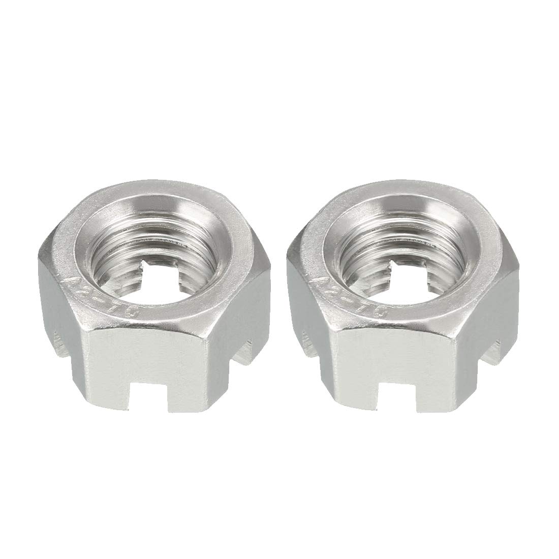 uxcell M14 x 2mm Pitch 304 Stainless Steel Slotted Hex Nuts, Pack of 2