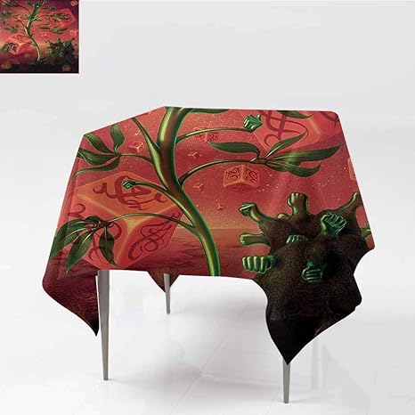 Amazon Diliteck 洗えるテーブルクロス サイケデリックなデジタルフラクタル風景 湖の木 抽象芸術的な超現実イラスト お手入れ簡単 マルチカラー W63 Xl63 テーブルクロス オンライン通販