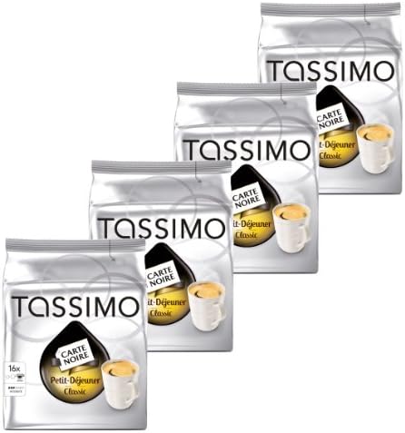 Tassimo Carte Noire Petit Dejeuner, Rainforest Alliance Vérifié, Lot de 4, 4 x 16 T-Discs