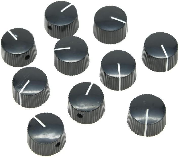 KAISH Pack of 10 Black Vintage Barrel Guitar Amplifier Knob Round Knobs with Set Screw