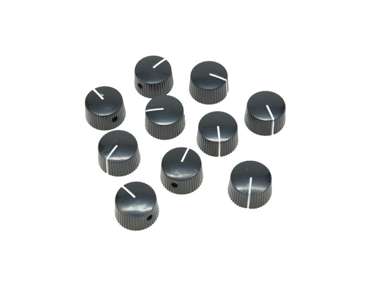 KAISH Pack of 10 Black Vintage Barrel Guitar Amplifier Knob Round Knobs with Set Screw