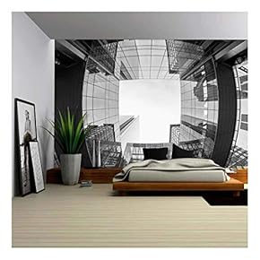 Uptown Charlotte, North Carolina Cityscape Fish Eye View. - Removable Wall Mural | Self-Adhesive Large Wallpaper - 66x96 inches