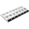 EZY DOSE Push Button (7-Day) Pill Case, Medicine Planner, Vitamin Organizer, 2 Times a Day, AM/PM Container, X-Large Compartments, Arthritis Friendly, Easy to Use, Clear Lids, Clear/Black, BPA Free