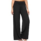 ZOOSIXX Soft Black Pajama Pants for Women, Wide Leg Comfy Casual Lounge Yoga Capri Pants 22'' / 30''