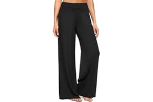 ZOOSIXX Soft Black Pajama Pants for Women, Wide Leg Comfy Casual Lounge Yoga Capri Pants 22'' / 30''