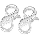 Jadive 2 Pcs Lobster Clasp 925 Sterling Silver Double Opening Lobster Clasp and Closures Bracelet Extender Necklace Connector for DIY Jewelry Repair Kit Bracelet Necklace Closing(Silver)