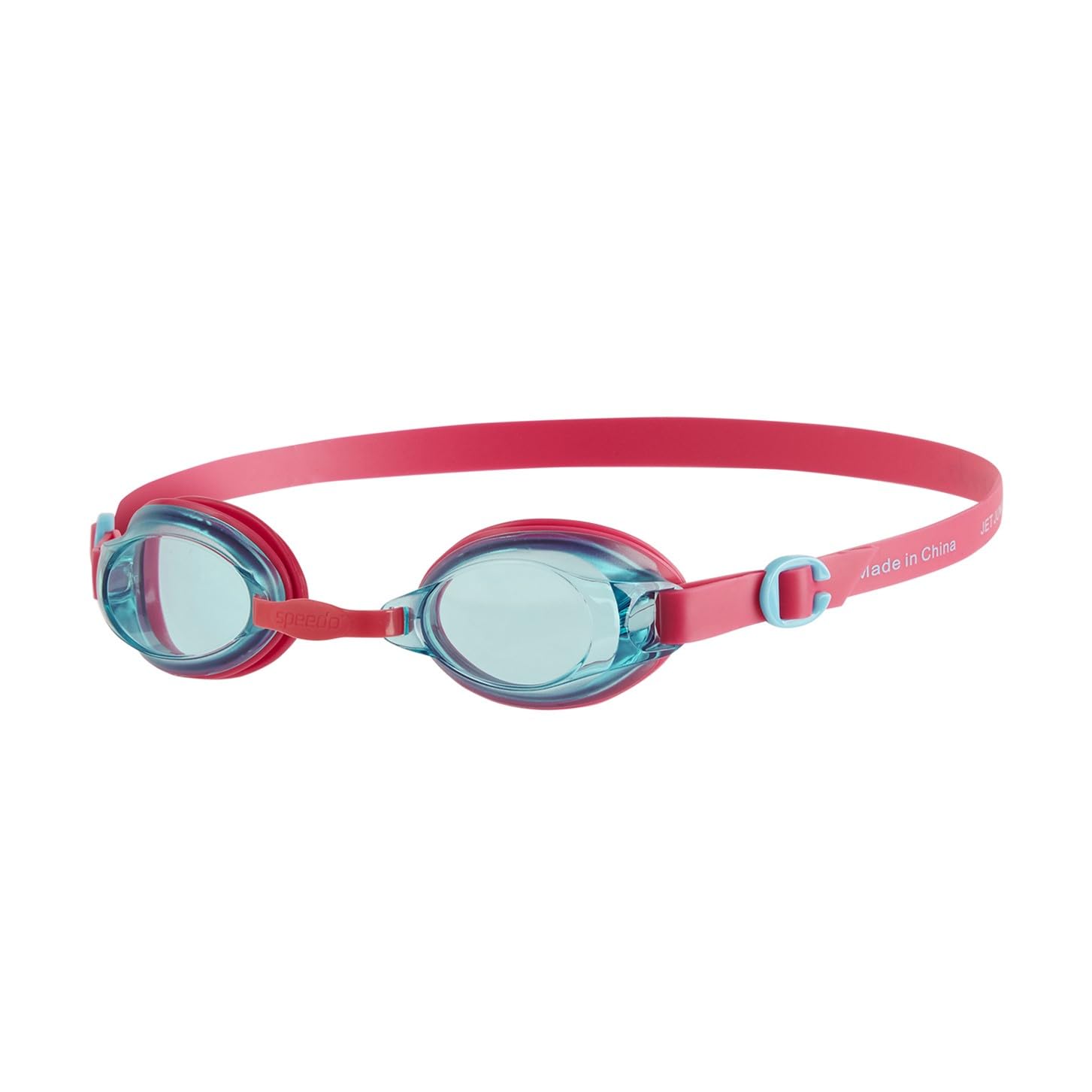 Speedo Unisex-Youth Jet V2 Swimming Goggles | Kids Swim | Comfortable Fit | Adjustable Design | Anti-fog | Anti-leak | Learn to Swim, Ecstatic/Aquatic, One Size