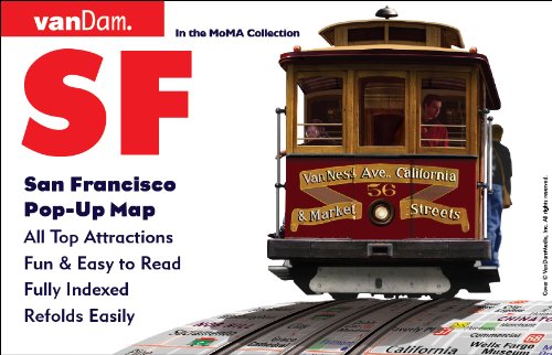 San Francisco Pop-Up Map by VanDam - Laminated pop-up map of San Francisco, CA and the Bay AREA with all attractions, museums, sights, hotels, ferries, & BART, MUNI TRANSIT map by Stephan Van Dam, illustrator, Editor
