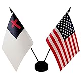 America & Christian Twin Desk Flag, US Table Flags