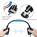 Fenvella Gaming Headset With Mic For PC/PS4/Xbox One Controller/Nintendo Switch 3.5mm Wired Stereo Noise Isolating Over Ear Headphones With LED Light Volume Control For Ipad/Laptop/Mobile Devices Bluethumb 2