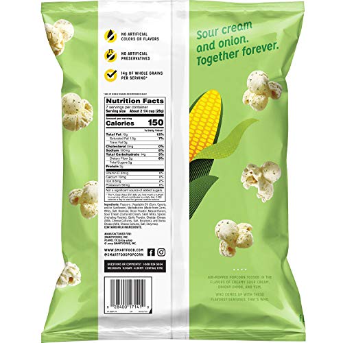 Smartfood Popcorn, Sour Cream & Onion, 7oz bag (Packaging May Vary)