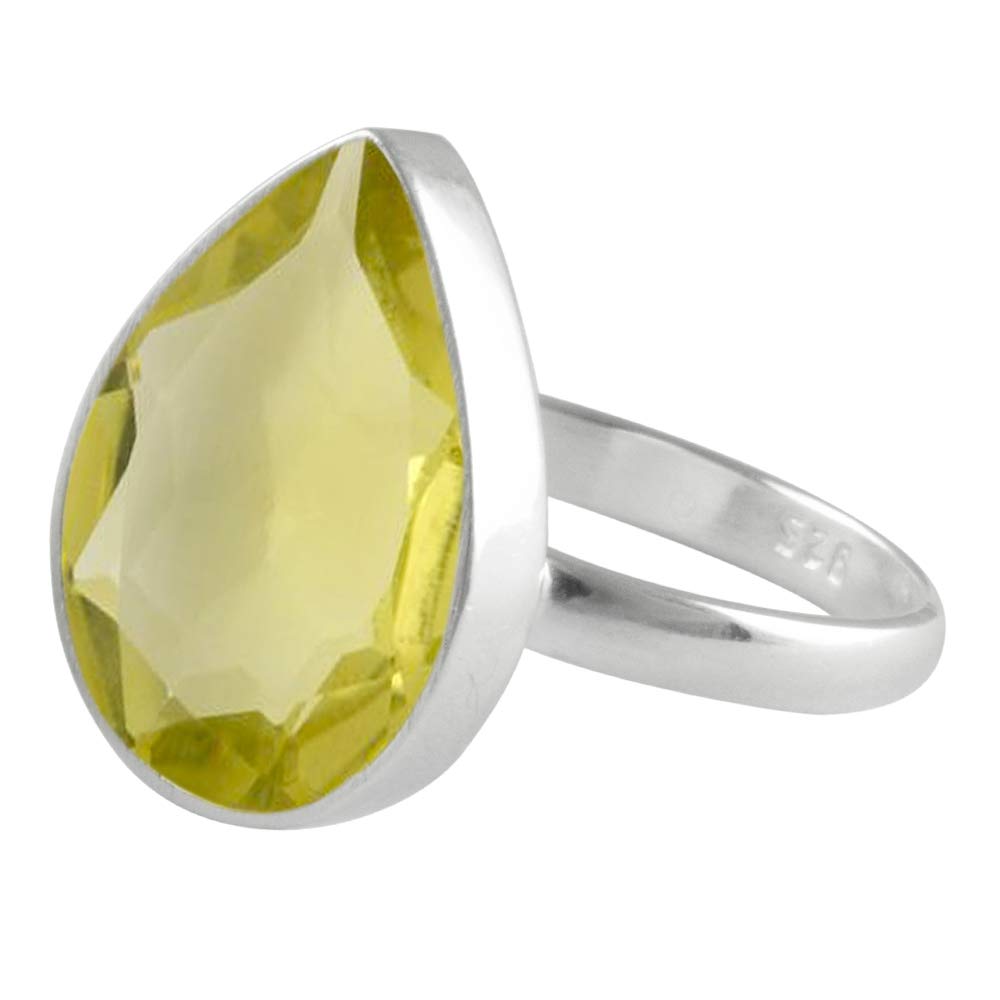 SURYAGEMS Natural Lemon Quartz Pear Faceted Stone