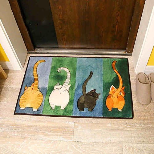 HAPLOVE Simple Cute Cat Livingroom Rugs Home Essentials Door Mat Bedroom Rugs Bedside Area Rug Creative Foot Mats Non-slip Floor Rugs Carpet 19.7x31.5 inch