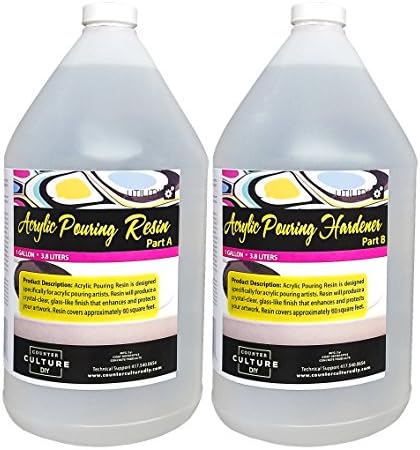 Acrylic Pouring Epoxy Resin, Made for Resin Art - Perfect for Metallic, Stains, and Acrylic, 100% Solids, Easy Coat, No VOCs, Scratch and Heat Resistant - 500 Degrees, UV Resistant, 2 Gallons