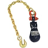 Mytee Products 2 Ton Snatch Block with Chain Flatbed Tow Truck Rollback Wrecker Car Carrier Cable