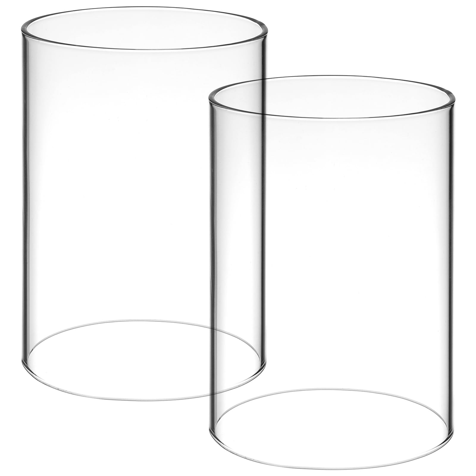 OSALADI 2Pcs Hurricane Candle Holder Sleeve, Glass Open Ended Candle Holder Clear Cylinder Candleholder for Candles Wax Melt Warmer