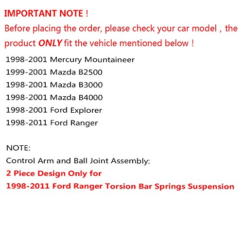 DLZ 10 Pcs Front Suspension Kit-2 Upper Control Arm 2 Lower Ball Joint 2 Inner 2 Outer Tie Rod End Replacement for Ford Explorer Ranger 1998-2001 and Mazda B3000 B4000 1998-2001 CK8708T K8695T EV317