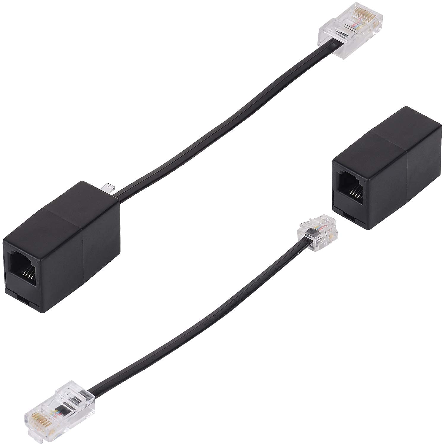 MAOZHOU 2 Pack RJ45 to RJ11 Adapter, Black RJ45 8P8C to RJ11 6P4C Converter for Telephone Cord and ADSL Modem