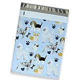 100 Pack of Mighty Gadget (R) Hand Painted Dogs Designer Poly Mailers by Morgan Lui - 10x13 inch Shipping Envelopes with 2.35 mil Thickness