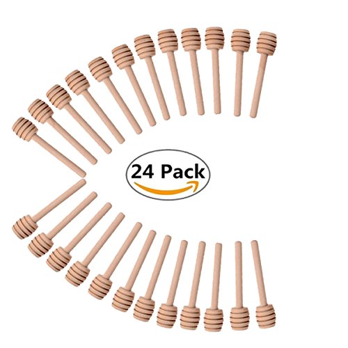 24 Pack Mini Wood Honey Dipper Sticks 3 Inch Server for Honey Jar Dispense Drizzle Honey and Wedding Party Favors-by Blinyang - Thumbnail 7