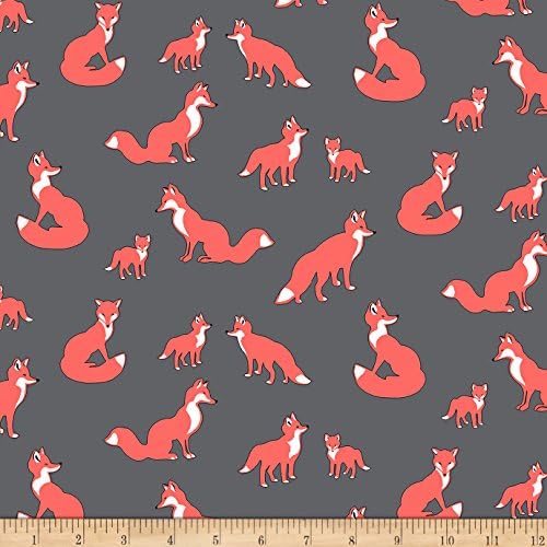 Bolt By Girl Charlee Modern Reflection Jersey Knit Fox Family Coral / Charcoal Fabric By The Yard